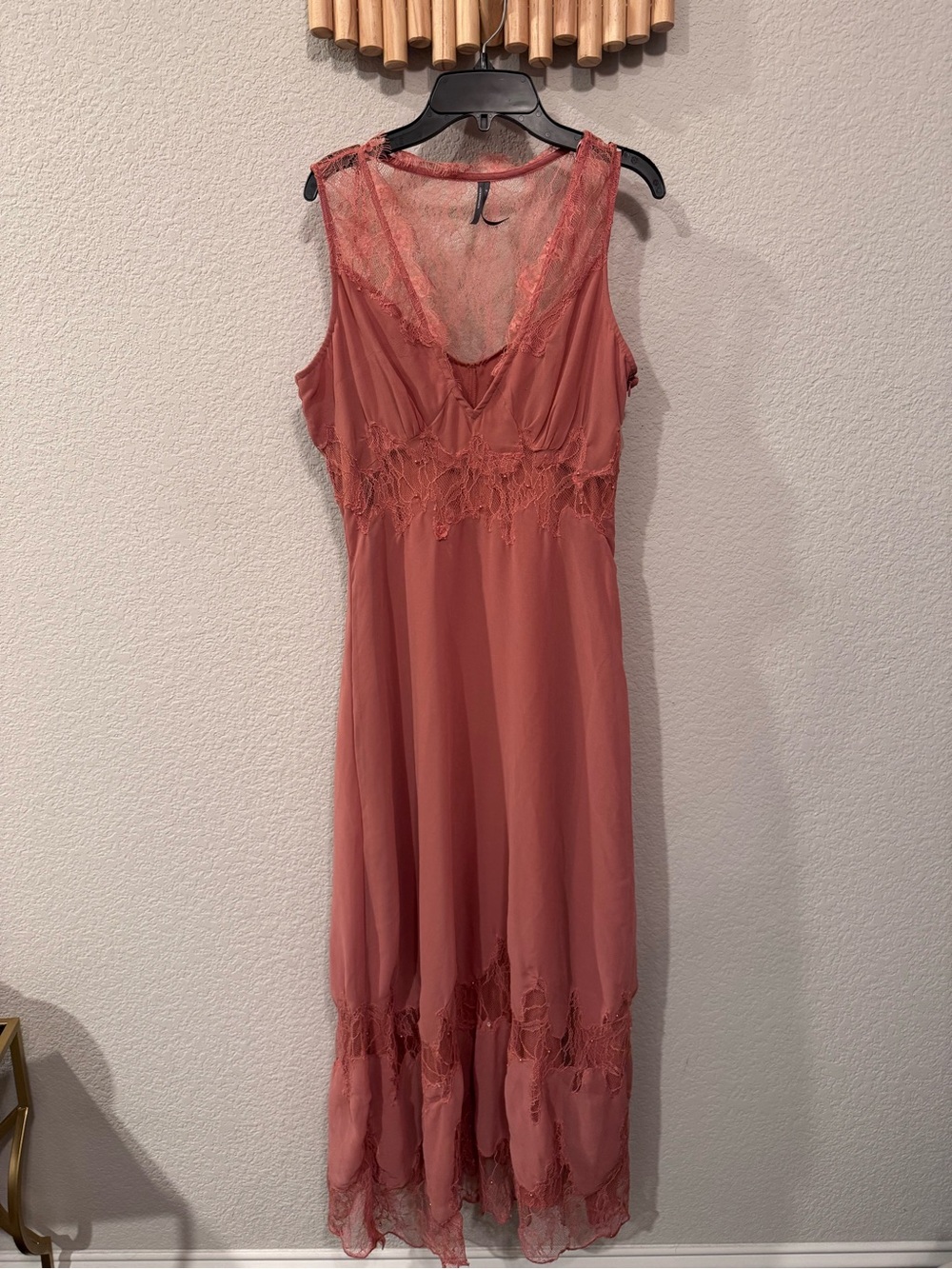 Anthropologie Dusty Rose Lace Maxi Dress Size Medium Romantic Boho - Picture 4 of 15